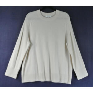 NEW Nordstrom Crewneck Cashmere Sweater Ivory Sand Size L #S7425